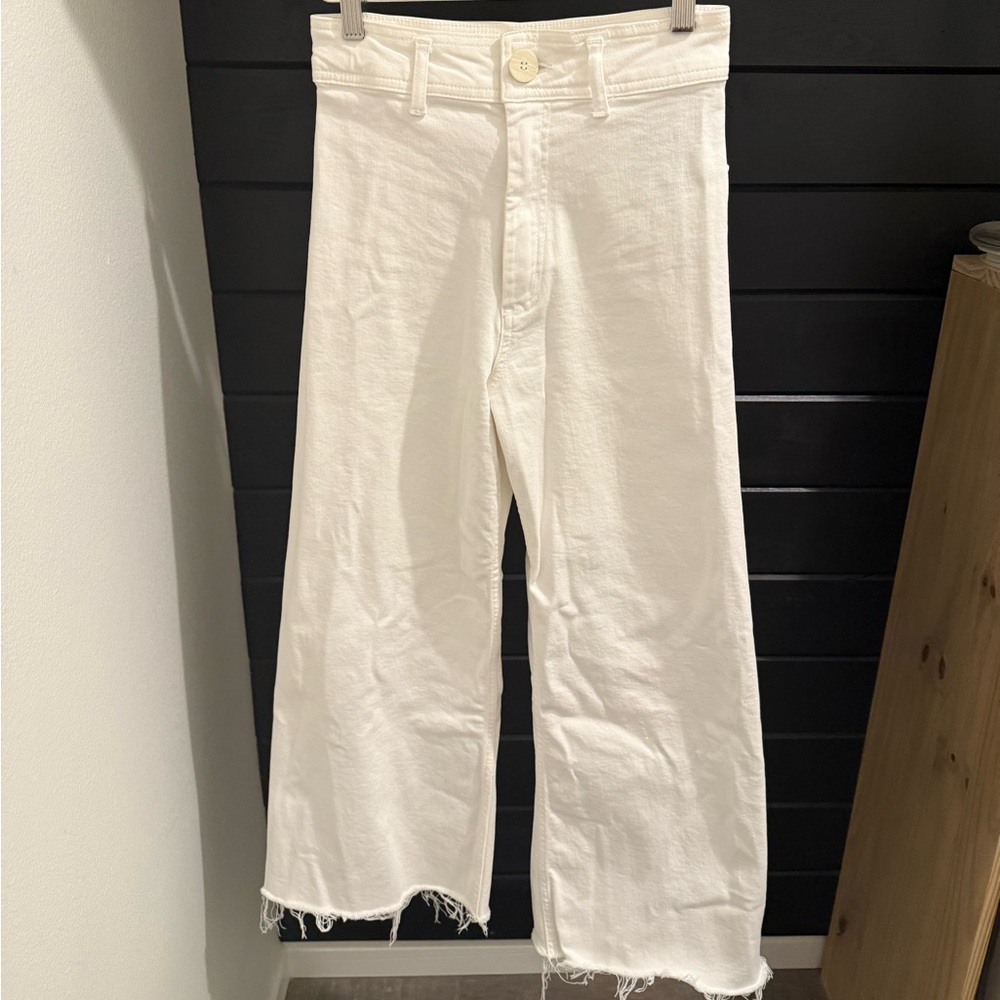 Zara marine straight jeans in white denim.